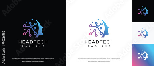 human head smart technology logo design template.
human head logo icon, mind, and technology