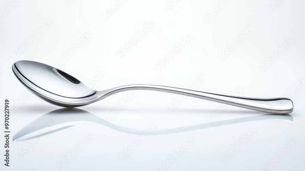 A spoon is shown on a white background A spoon is shown on a white background