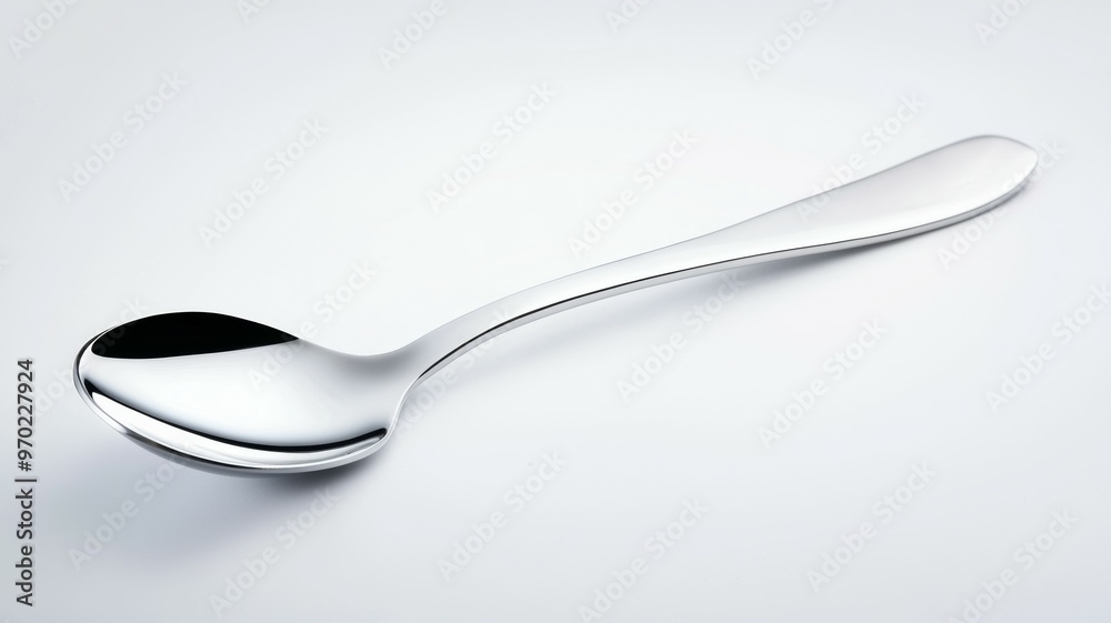 A spoon is sitting on a white background