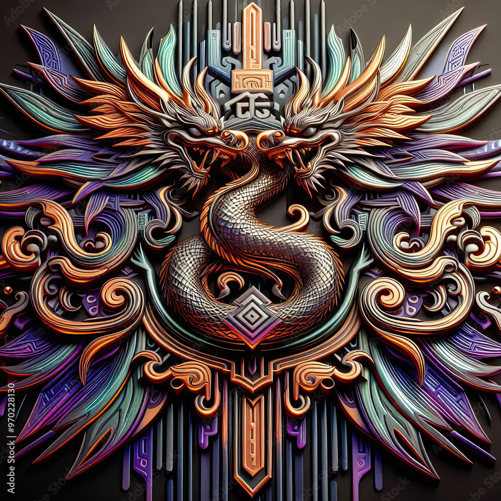 3d style of dragon Logo with vibrant gradient color 3d style of dragon Logo with vibrant gradient color