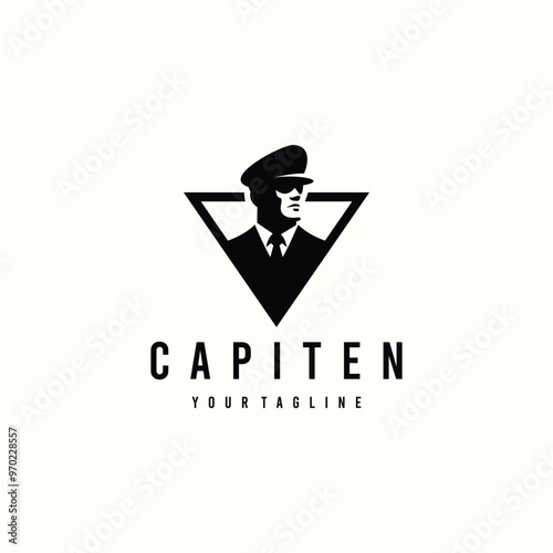 captain logo silhouette vector illustration