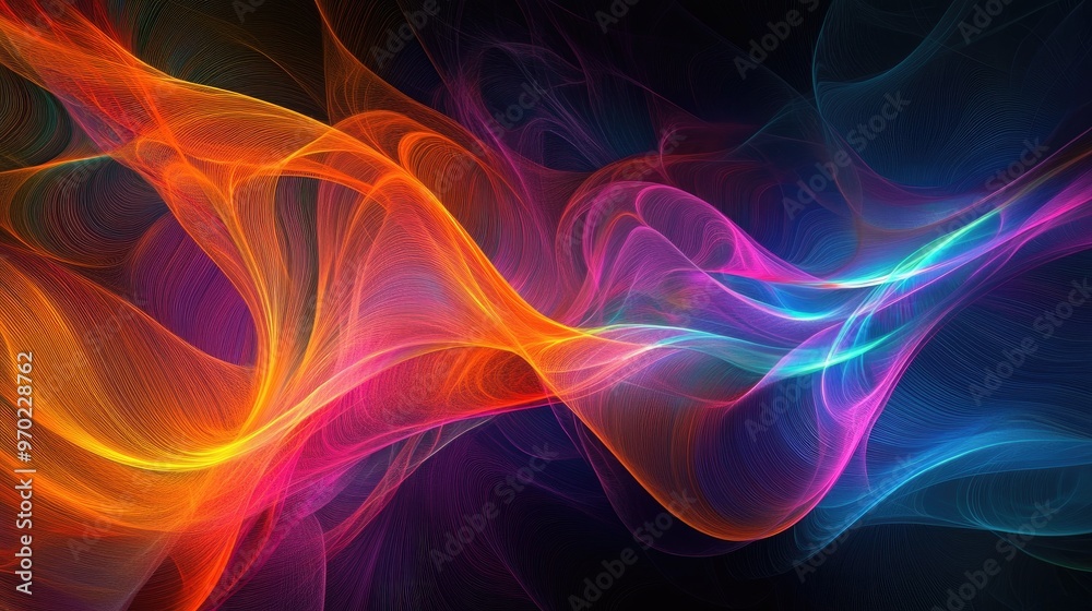 Vibrant fractal design featuring colorful lines An artistic representation of dynamic physical processes and spatial fluctuations Vibrant fractal design featuring colorful lines An artistic representation of dynamic physical processes and spatial fluctuations