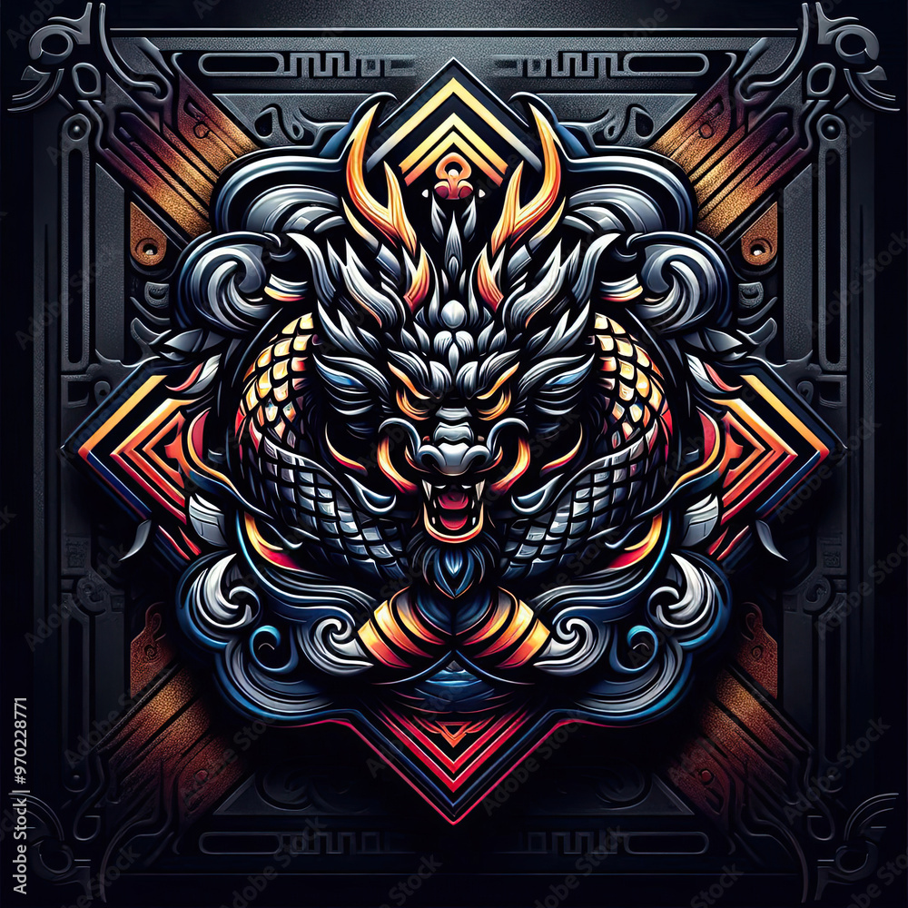 3d style of dragon Logo with vibrant gradient color