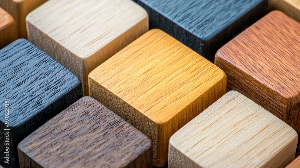 A collection of wooden blocks in various colors and shades
