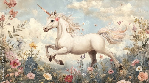 Charming unicorn illustrations designed for children s photo wallpapers frescoes and murals Perfect for adding a whimsical touch to any space