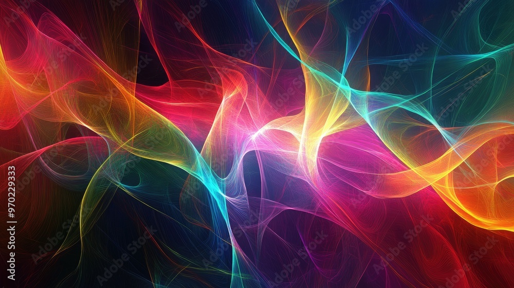 Obraz premium Vibrant fractal design featuring colorful lines An artistic representation of dynamic physical processes and spatial fluctuations