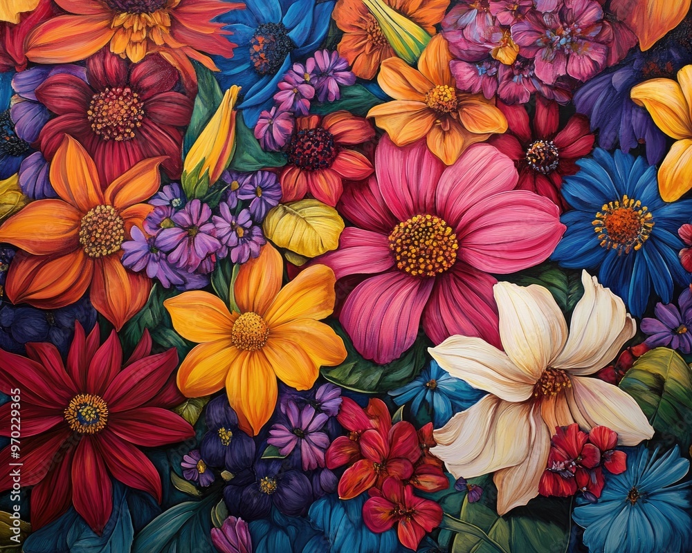 Vibrant and diverse floral blooms Vibrant and diverse floral blooms