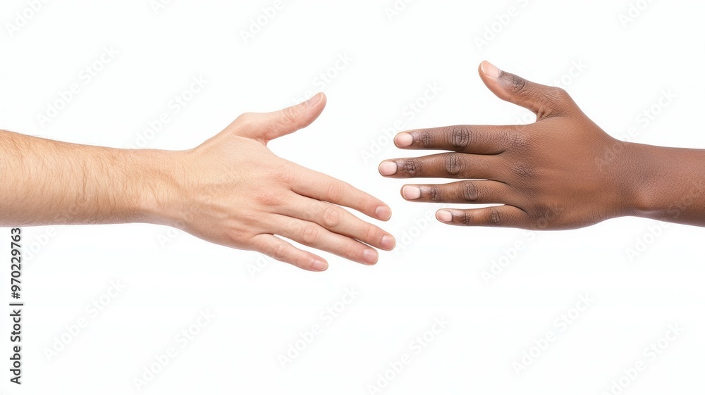 Two hands shaking hands on a white background Two hands shaking hands on a white background