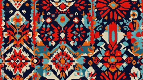 Ethnic inspired pattern Seamless texture Folk art design Geometric style Rug design Boho aesthetic Bohemian print