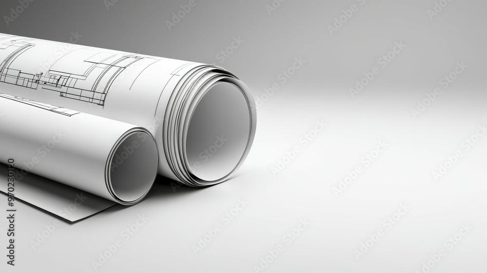 A roll of paper is on a white background A roll of paper is on a white background