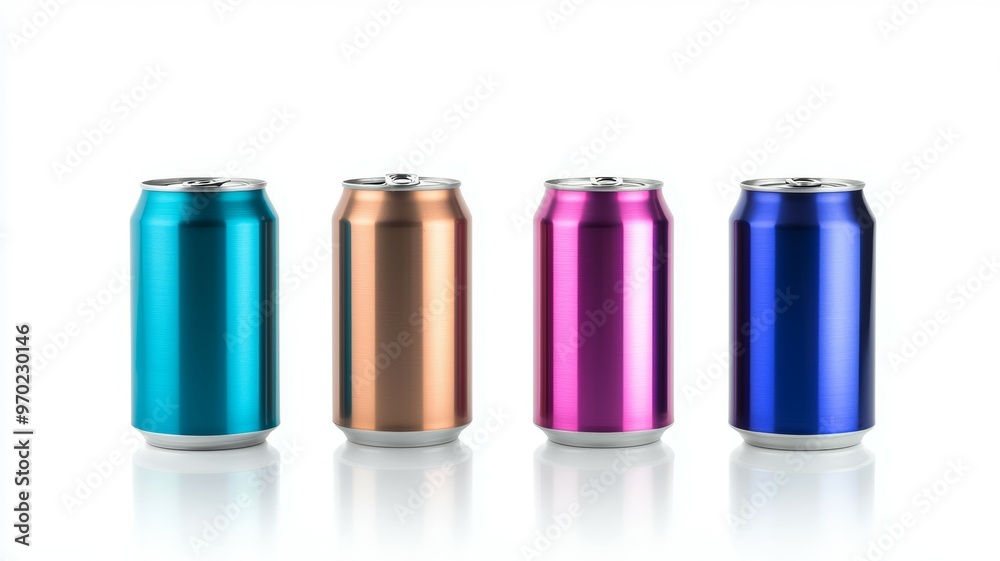 Four cans of soda in different colors Four cans of soda in different colors