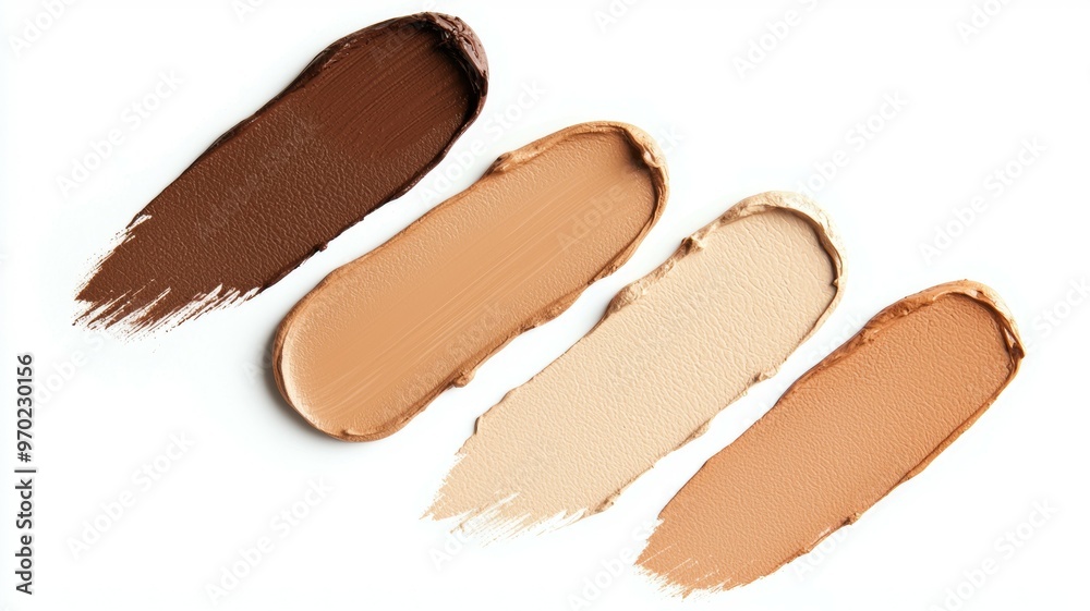 A row of makeup brushes with different shades of brown and tan A row of makeup brushes with different shades of brown and tan