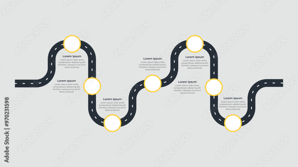Roadmap Infographic with 7 steps process Stock Vector | Adobe Stock
