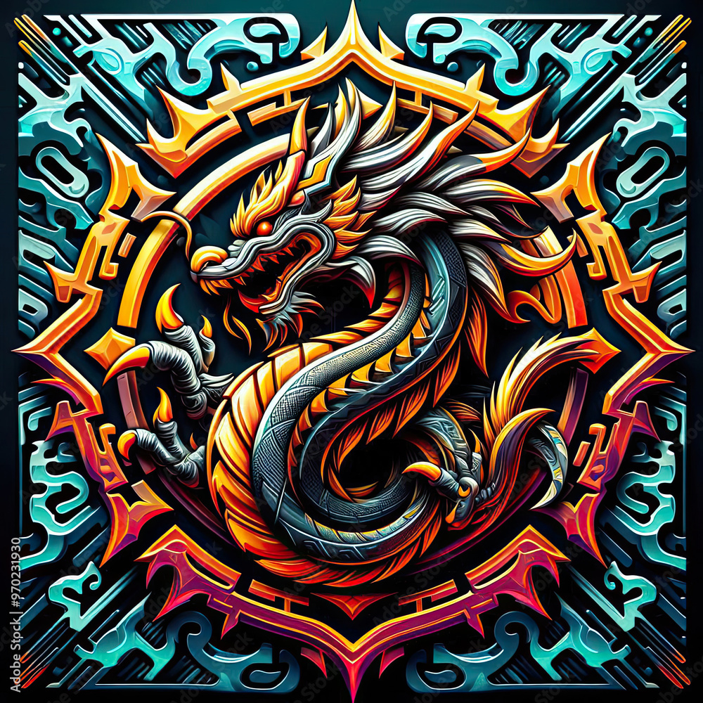 3d style of dragon Logo with vibrant gradient color 3d style of dragon Logo with vibrant gradient color