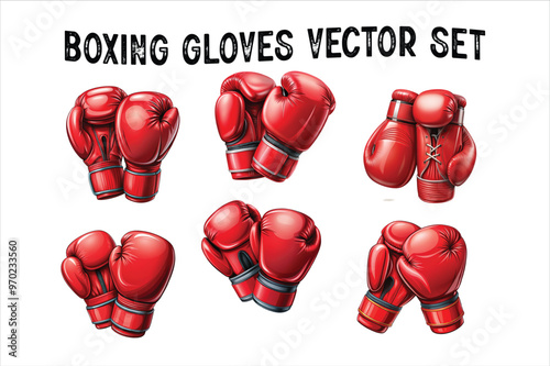  Boxing gloves set on white background. Beautiful isolated hanging Boxing Gloves Vector Art Illustration.
Detailed watercolor illustration of red boxing gloves.