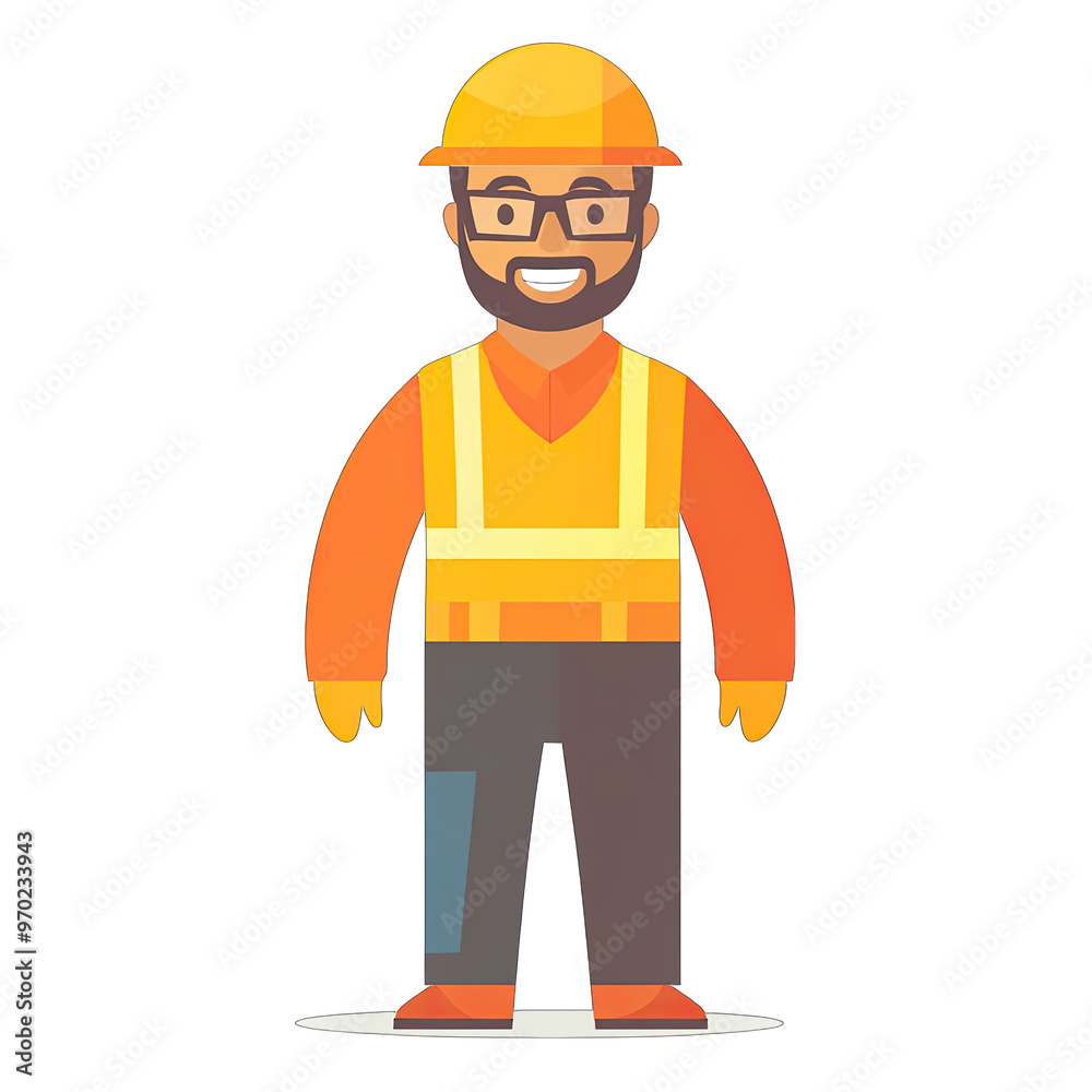 Simple flat design construction worker with helmet - isolated Simple flat design construction worker with helmet - isolated