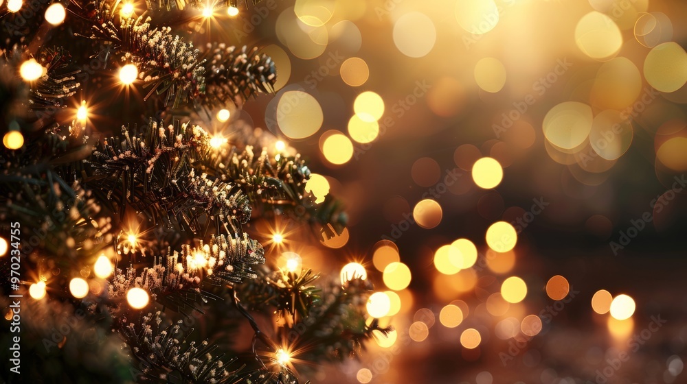 TREE WITH CHRISTMAS LIGHTS AND COPY SPACE TREE WITH CHRISTMAS LIGHTS AND COPY SPACE