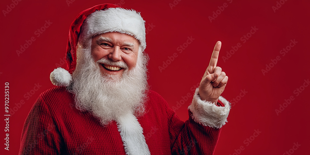 Santa Claus smiling and holding up his hand with the middle finger raised, generative AI Santa Claus smiling and holding up his hand with the middle finger raised, generative AI