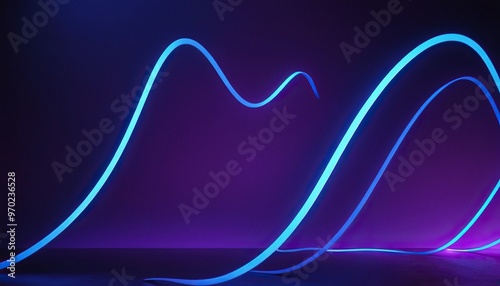 Purple Waves on Dark background with blue and purple gradient lines in wavy movement 530