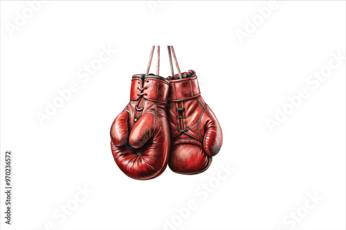  Boxing gloves Vector on white background. Beautiful isolated hanging Boxing Gloves Vector Art Illustration.