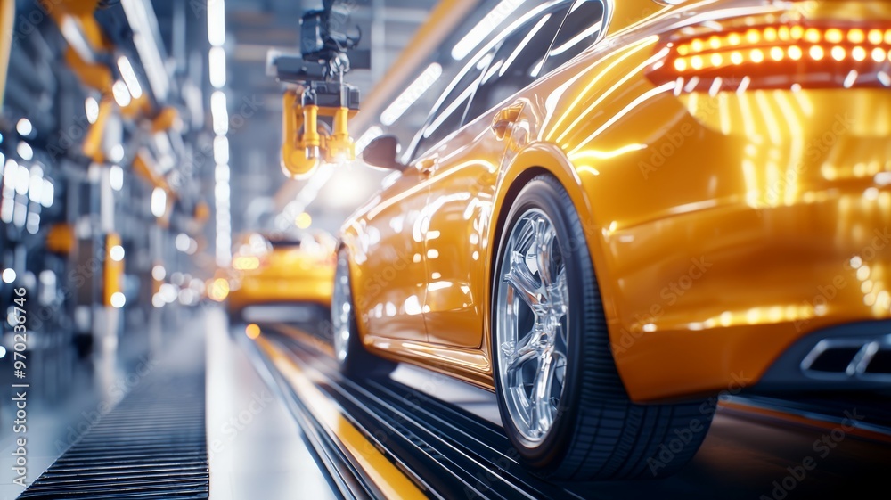 A car is being manufactured in a factory A car is being manufactured in a factory