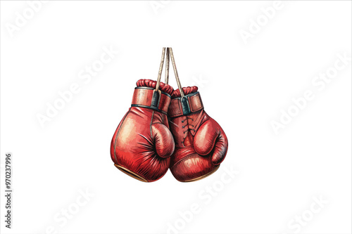  Boxing gloves Vector on white background. Beautiful isolated hanging Boxing Gloves Vector Art Illustration.