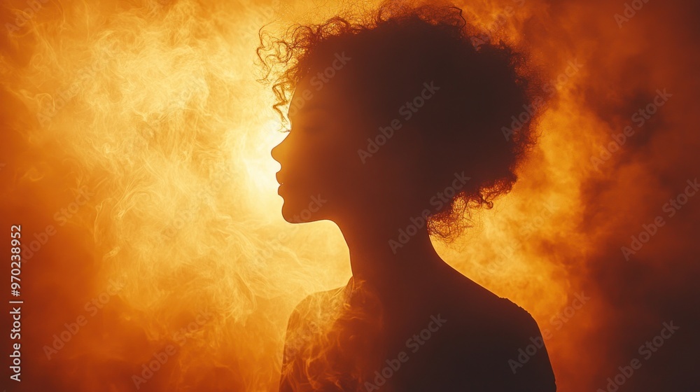 Silhouette of a Woman with a Fire Background Silhouette of a Woman with a Fire Background