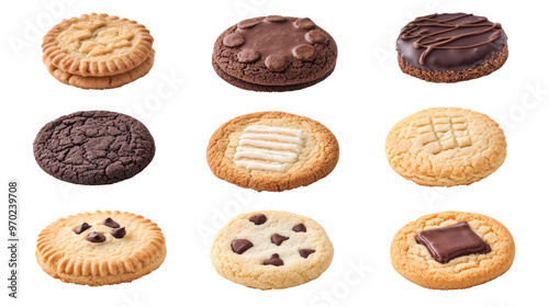 assorted homemade cookies collection isolated on transparent background
