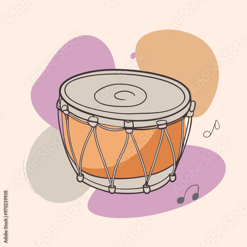 Kettledrum line art type Vector Illustration. Timpani Musical Instrument Vector Illustration