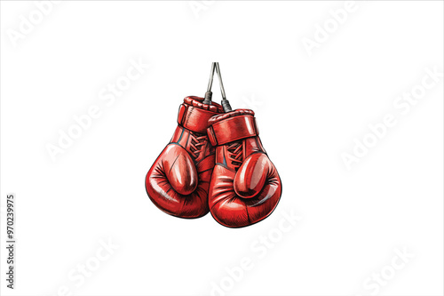  Boxing gloves Vector on white background. Beautiful isolated hanging Boxing Gloves Vector Art Illustration.