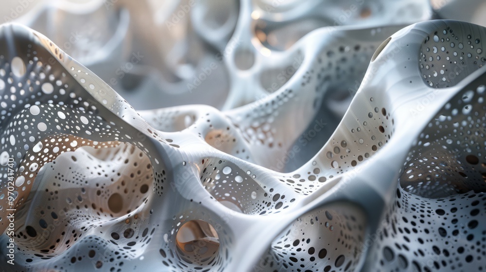 A surreal dreamscape where metal and plastic merge, forming biomorphic shapes, representing the intersection of metal cutting and 3D printing A surreal dreamscape where metal and plastic merge, forming biomorphic shapes, representing the intersection of metal cutting and 3D printing