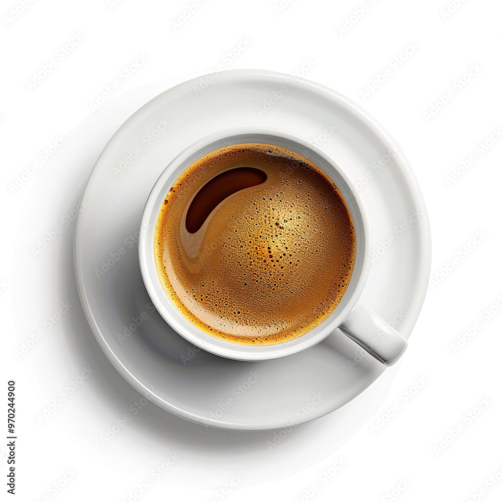 cup of coffee on a white and bakery background