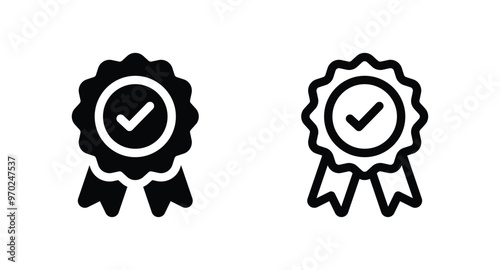 Approval , verified, quality symbol. Certified, qualified medal icon vector.