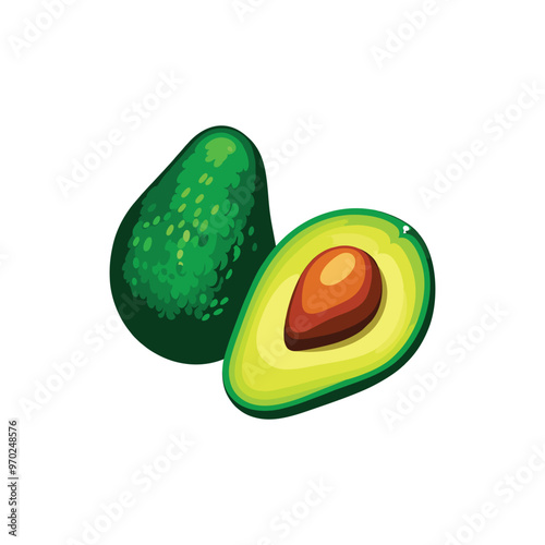 avocado fruit isolated on white background. Modern minimalist abstract style. Flat 2d design. Vector