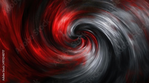 A dynamic swirl of red and black colors, creating a captivating vortex that evokes movement and energy.