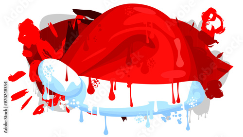 Santa Claus red Hat Graffiti tag. Abstract modern street art decoration performed in urban painting style.