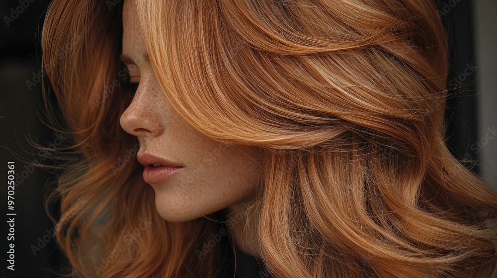Flowing layers of hair with a sleek, glossy texture and warm highlights, exuding sophistication and richness for beauty-related visuals. Flowing layers of hair with a sleek, glossy texture and warm highlights, exuding sophistication and richness for beauty-related visuals.