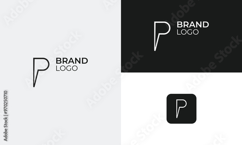 Initial P Minimal Lettermark Logo Design