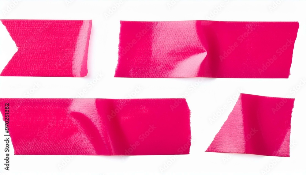 Pink adhesive sticky tapes set isolated on white background Pink adhesive sticky tapes set isolated on white background