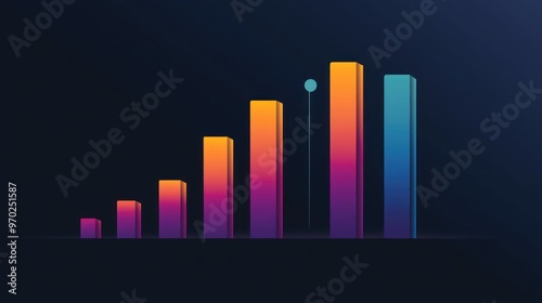 Ascending Bar Graph on Dark Background