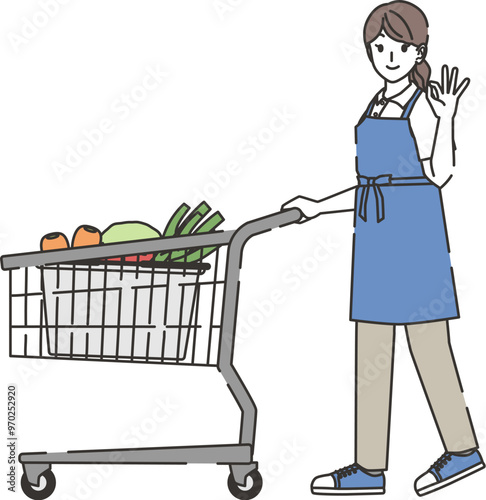 OKサインを出す買い物代行をする女性