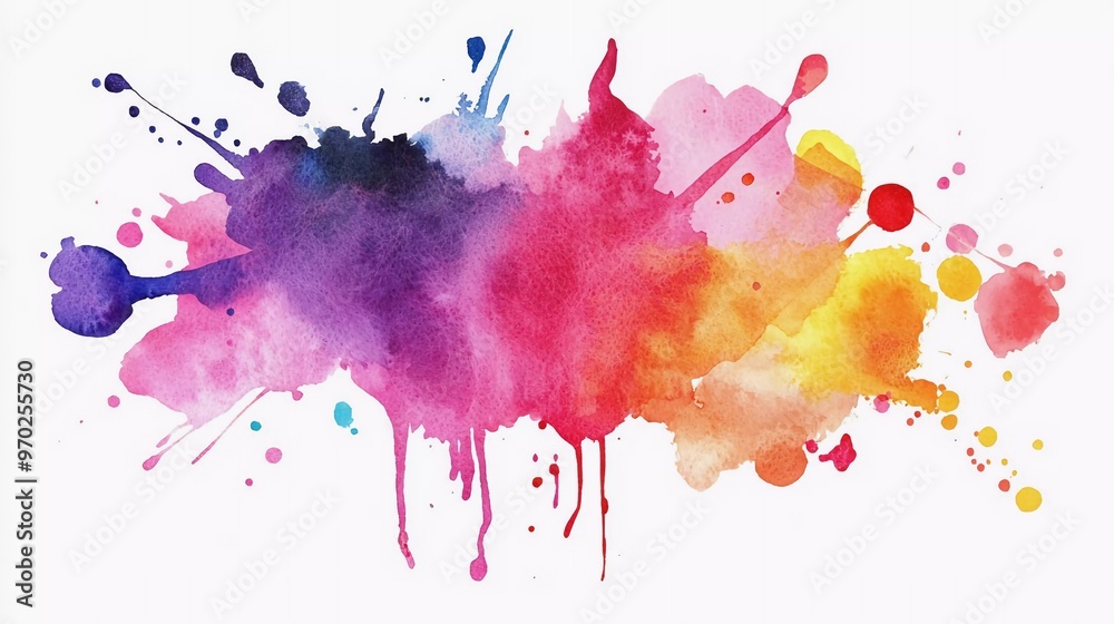 Fototapeta premium Abstract watercolor aquarelle hand drawn blot colorful paint