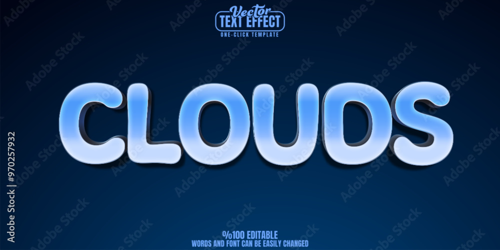 Cloud editable text effect, customizable sky and fluffy 3d font style Cloud editable text effect, customizable sky and fluffy 3d font style
