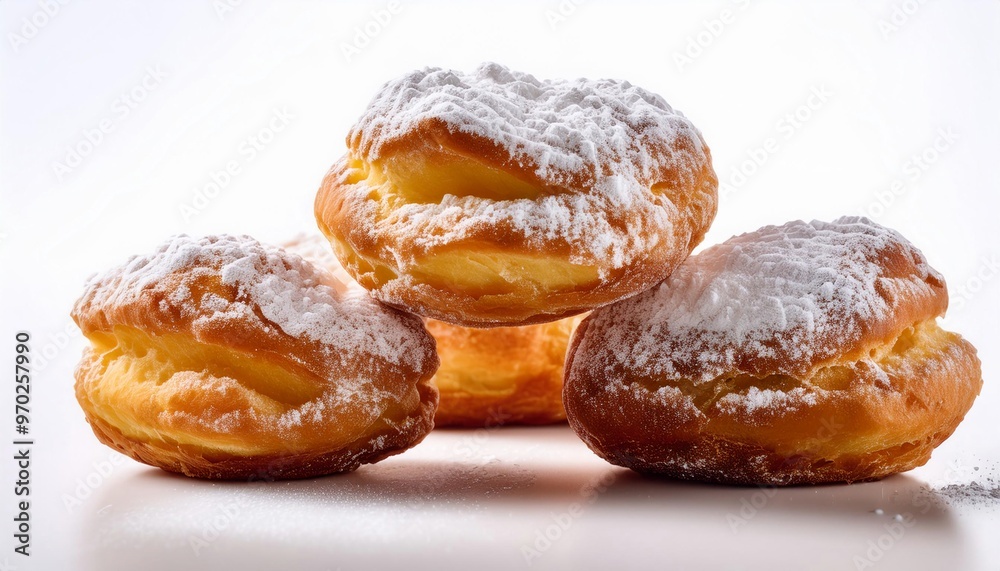 France Food, Beignets on white background isolated. France Food, Beignets on white background isolated.