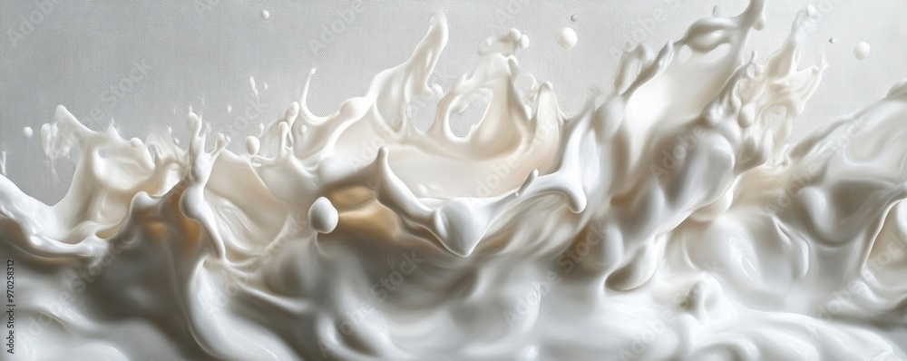 Milk splash with dynamic motion on white background, abstract art concept Milk splash with dynamic motion on white background, abstract art concept