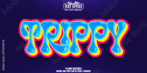 Trippy editable text effect, customizable psychedelic and colorful 3d font style