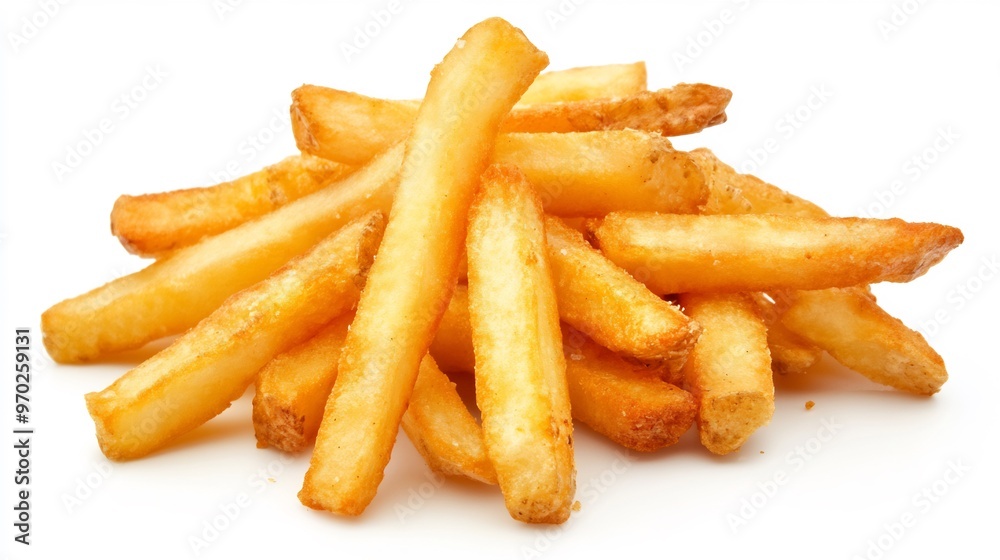 Golden French Fries Pile Isolated on White Golden French Fries Pile Isolated on White