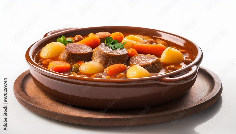 France Food, Cassoulet on white background isolated. France Food, Cassoulet on white background isolated.