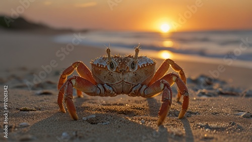 Crab at Sunset on the Beach