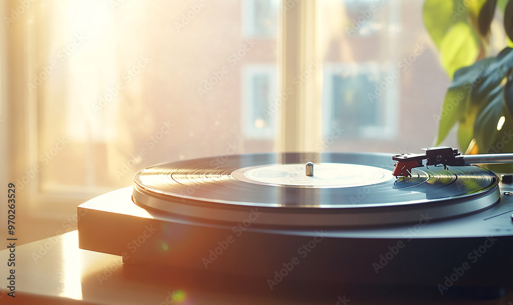 Fototapeta premium old vinyl record player-generative ai